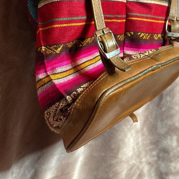 Aztec Leather and canvas backpack/ single shoulder bag - Picture 13 of 16